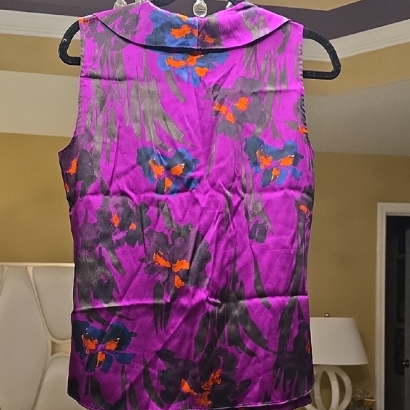 Elie Tahari Purple and Red Floral Blouse - Picture 7 of 13